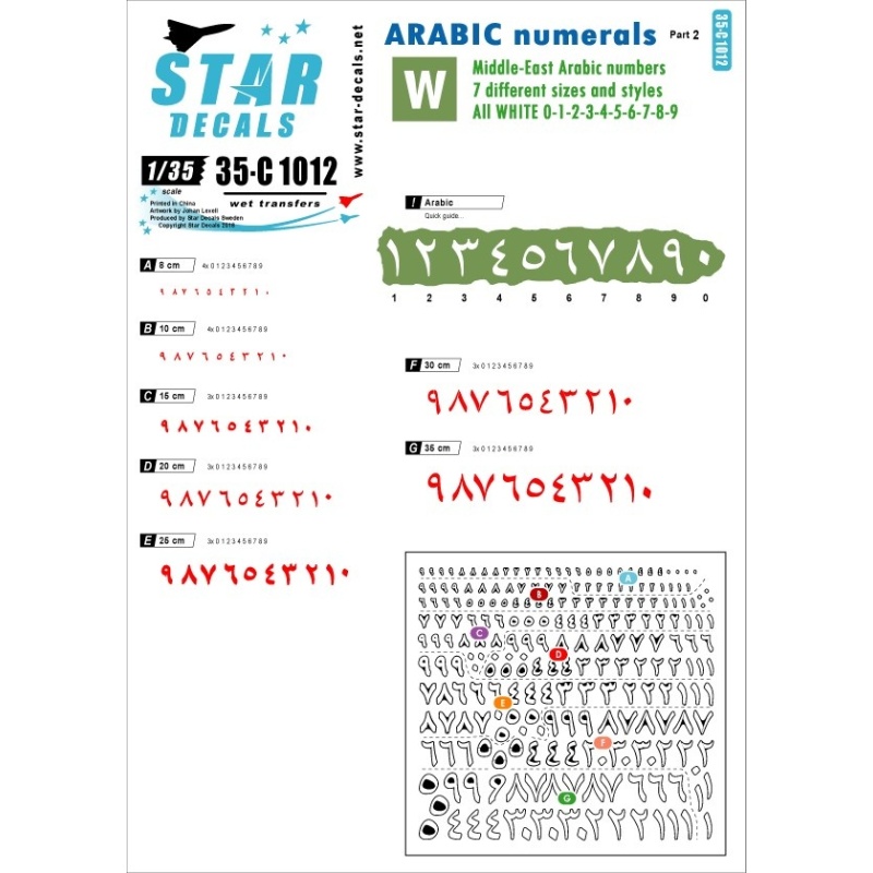 Star Decals 35-C1012, Decals for Arabic numerals 2, 1:35