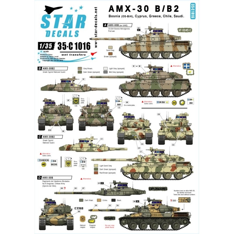 Star Decals 35-C1016, Decals for International AMX-30 B and B2, 1:35