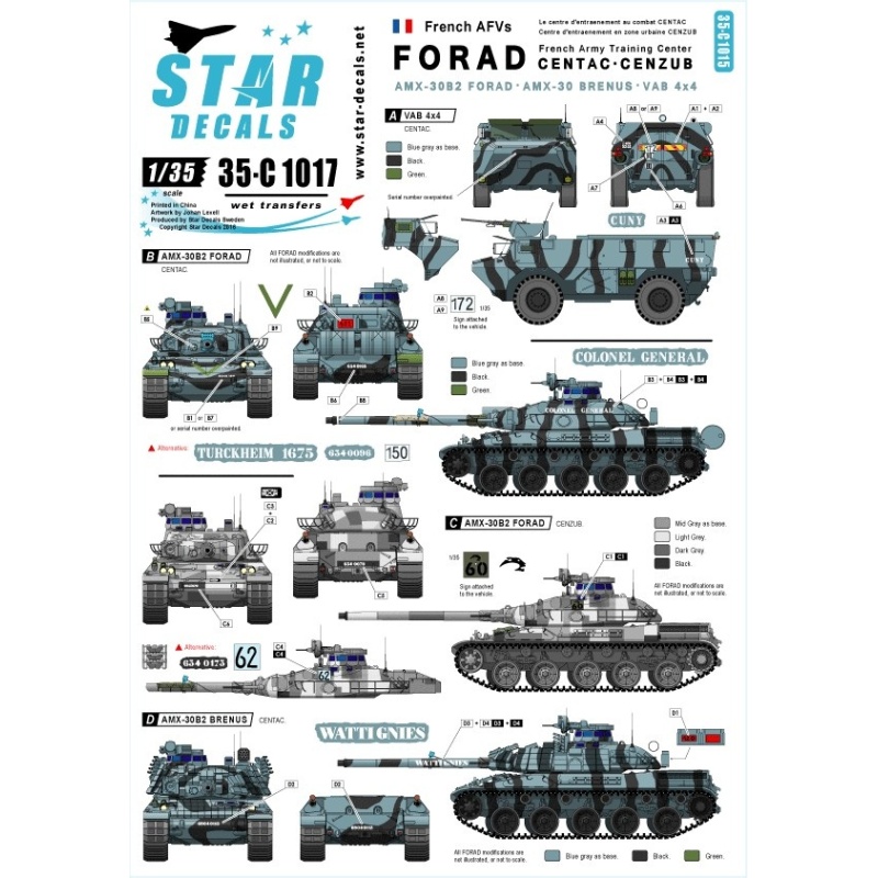 Star Decals 35-C1017, Decals for FORAD training centre. AMX-30 B2&OTHERS, 1:35