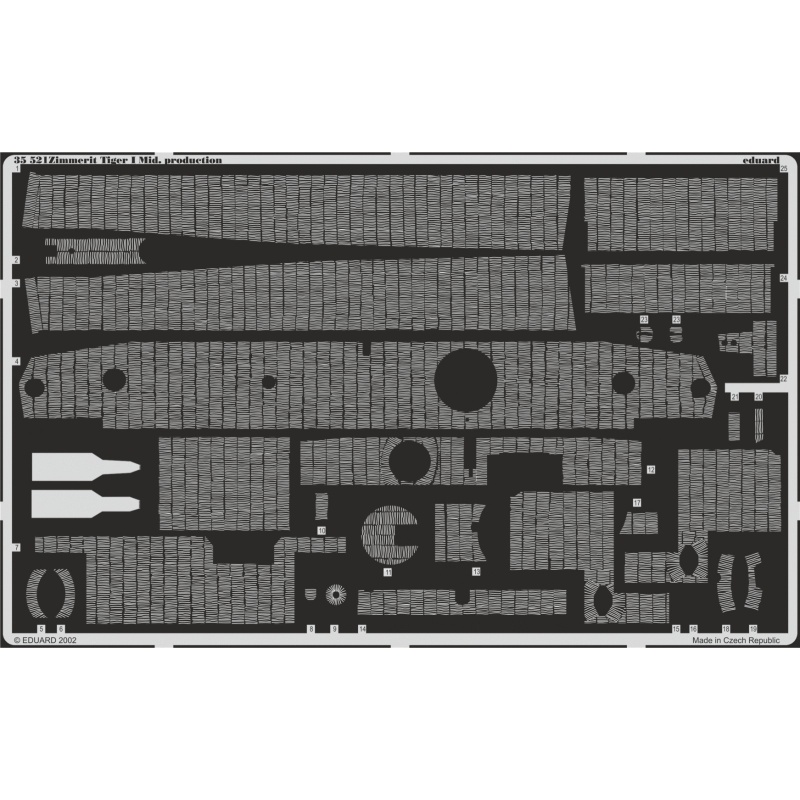 PE parts for Zimmerit Tiger I Mid. Production (ACADEMY), 1/35, Eduard 35521