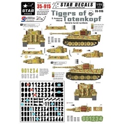 Star Decals 35-915, Decals for TIGERS of SS-Totenkopf. Generic numbers 1943-45.