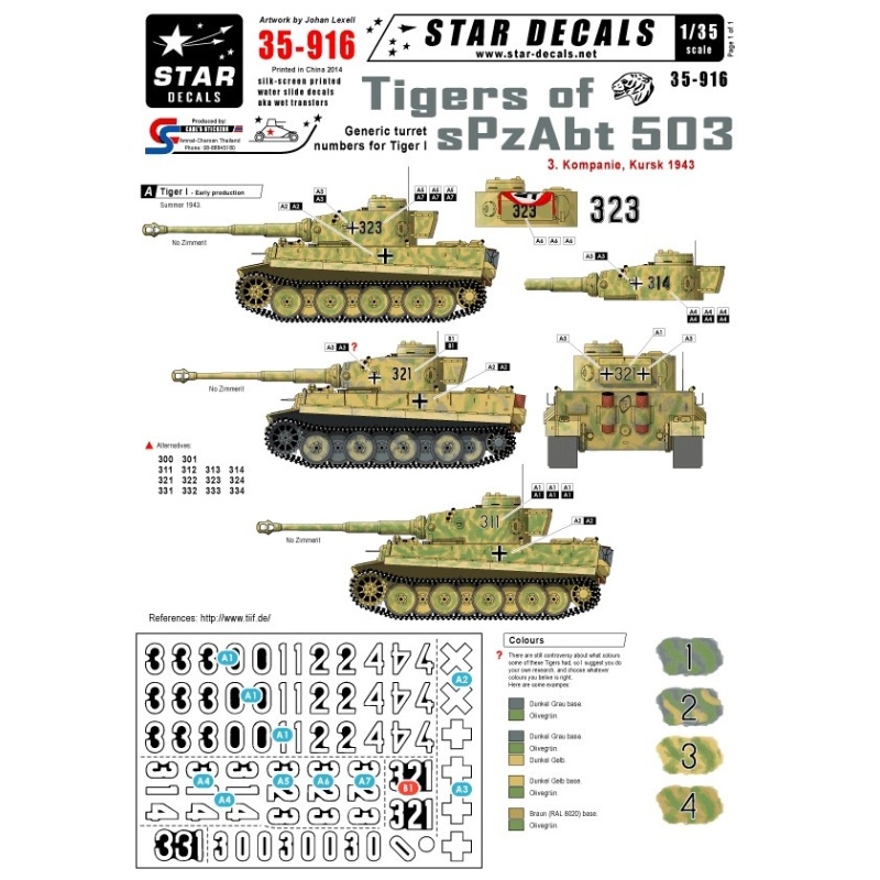 Star Decals 35-916, Decals for Tigers of  sPzAbt 503 3.