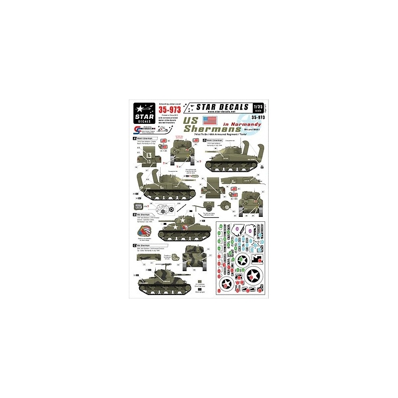 Star Decals, 35-973, Decal for US Shermans in Normandy, 1:35
