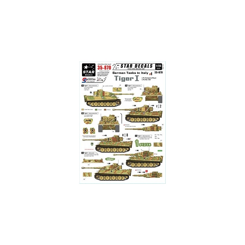Star Decals - German Tanks in Italy 1 - Tiger I. ,scale 1:35, 35-870