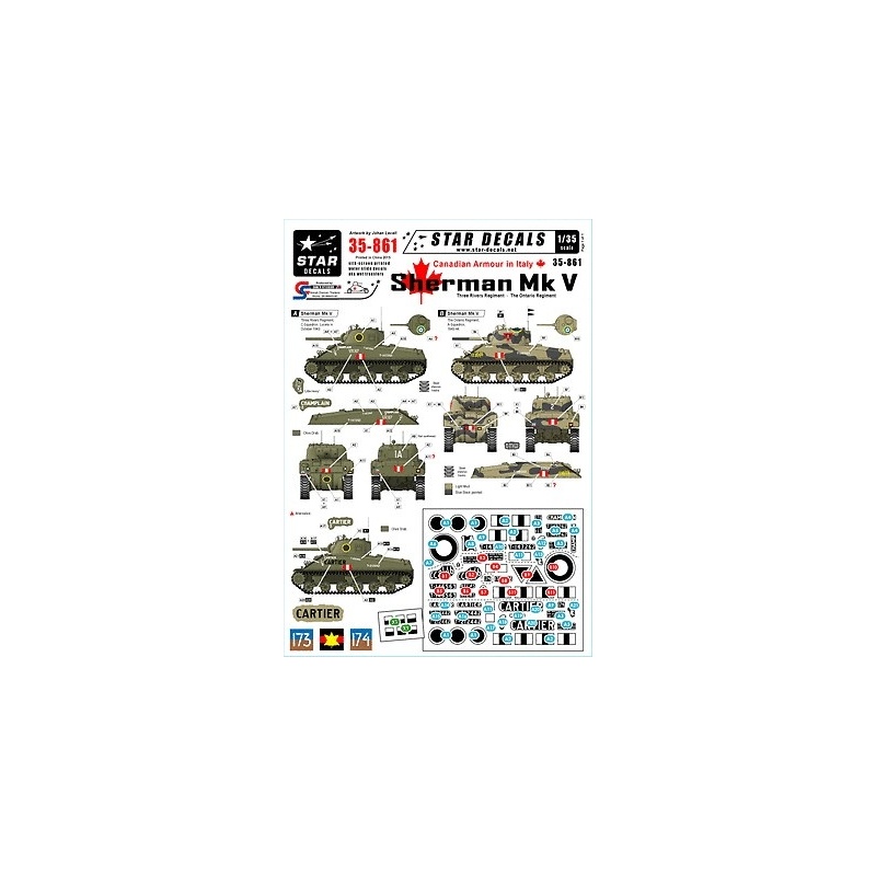 Star Decals 35-861, Decals for Canadian Armour in Italy, 1:35