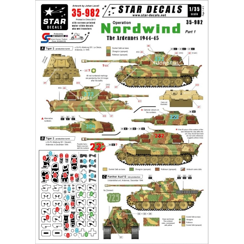 Star Decals, 35-982 Operation Nordwind 1 German Tanks in the Ardennes ,1:35