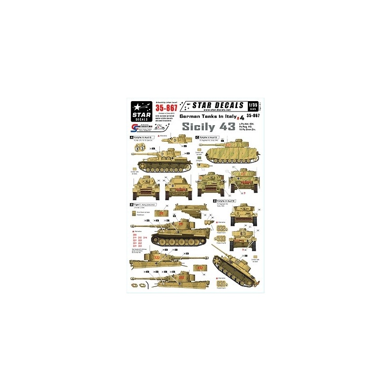 Star Decals - German Tanks in Italy 4 - Sicily 43,scale 1:35, 35-867