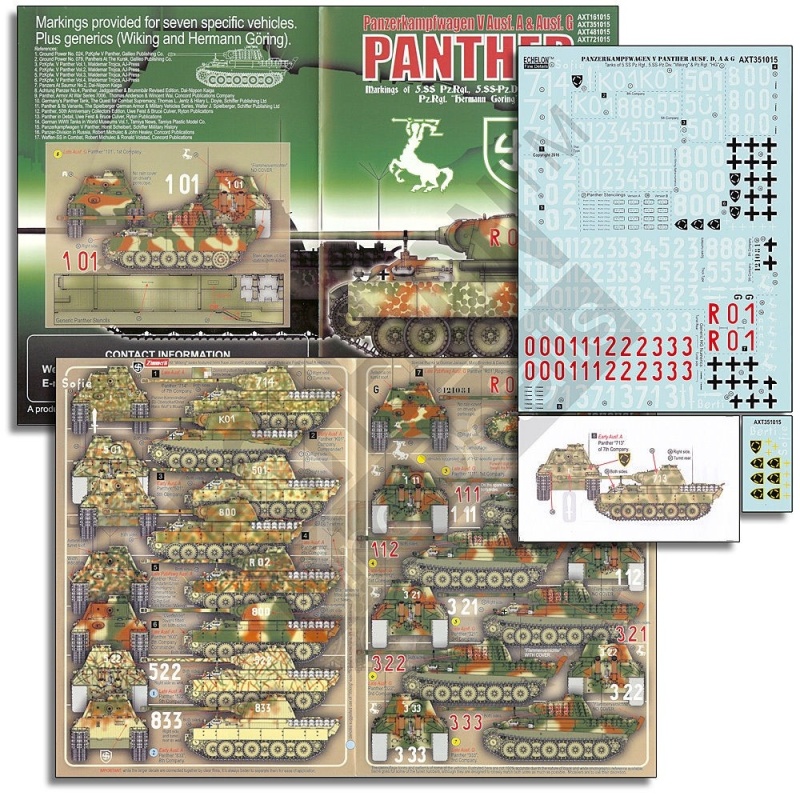 ECHELON FD ATX351015,1/35 Decals for Wiking & Hermann Göring Panthers (As & Gs)