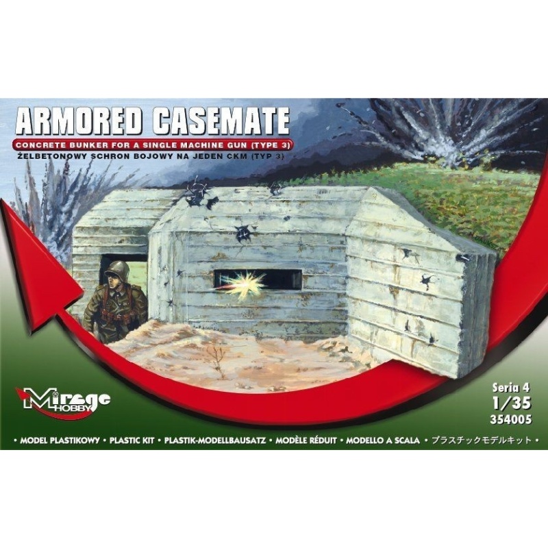 ARMORED CASEMATE ,CONCRETE BUNKER FOR SINGLE MG, MIRAGE HOBBY 354005, SCALE 1/35
