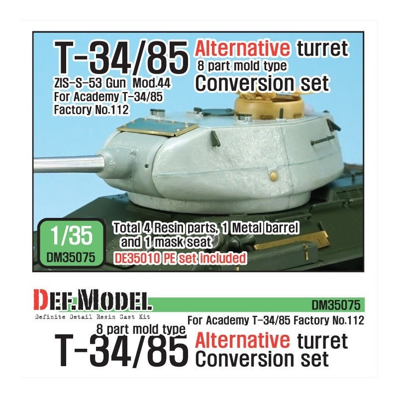 DEF.MODEL,T-34/85 8 part mold type Alternative Turret Con. set, DM35075, 1:35