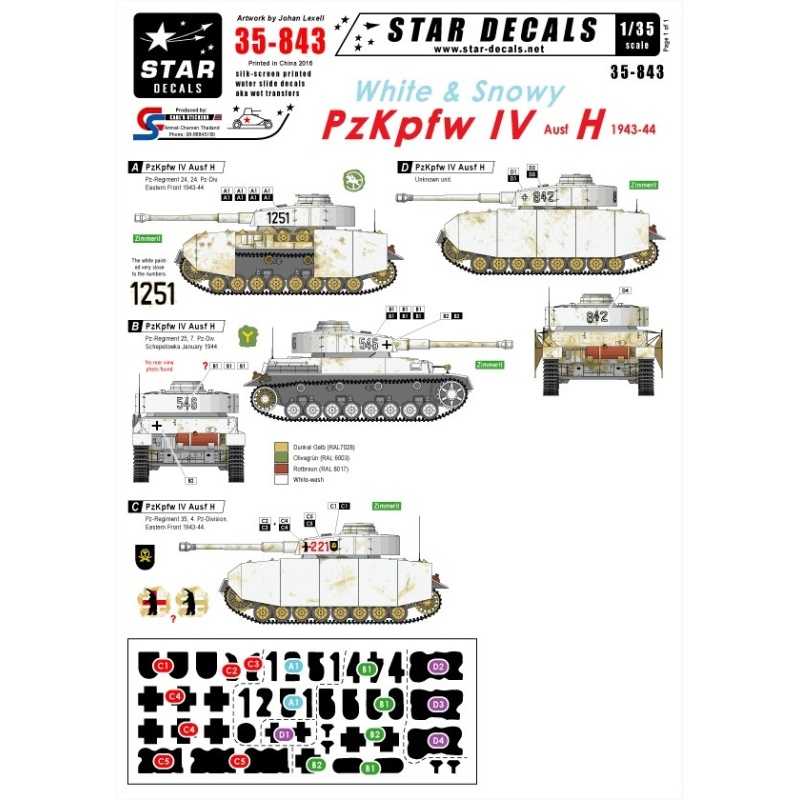 Star Decals 35-843, Decal - White and Snowy PzKpfw IV, 1:35
