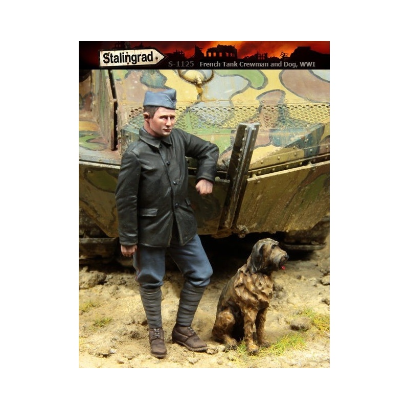 STALINGRAD 1:35, FRENCH TANK CREWMAN AND DOG, WWI, S-1125