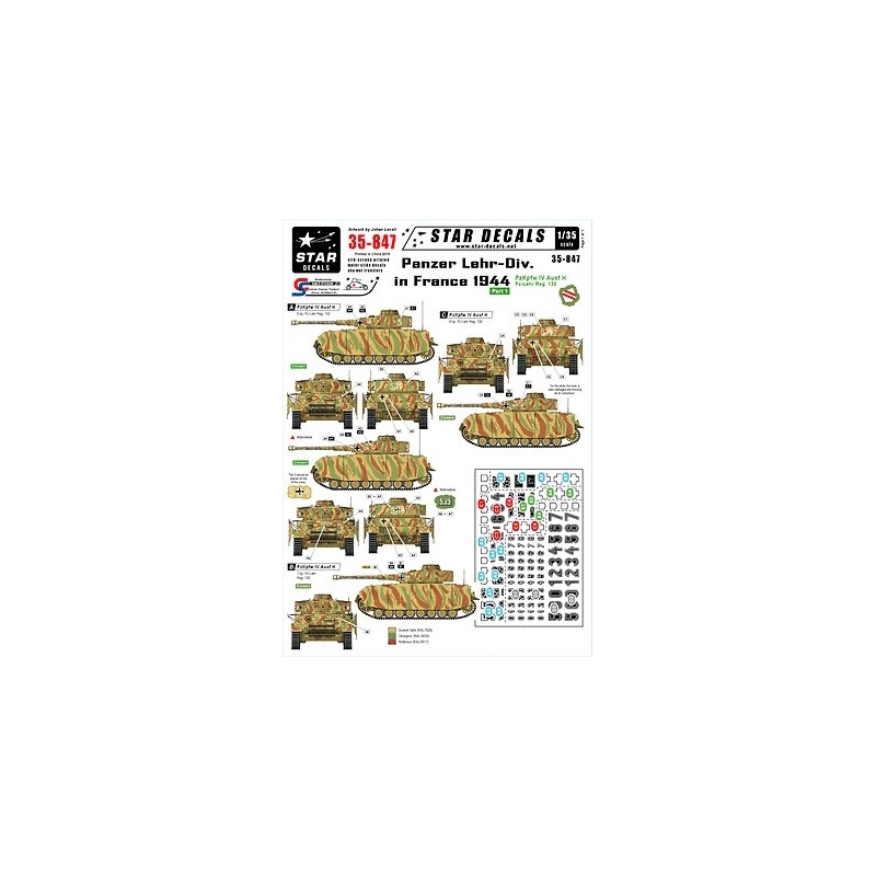 Star Decals 35-847,Decals for 2.Panzer Div. in France 44-PzKpfw IV Ausf H ,1:35
