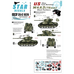 Star Decals 35-C1026, Decals for US 761st Tank Battalion 'Black Panthers', 1:35