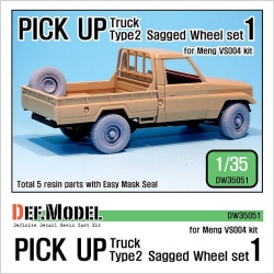 DEF.MODEL,PICK UP truck type 2 Sagged Wheel set 1 (for Meng), DW35051, 1:35