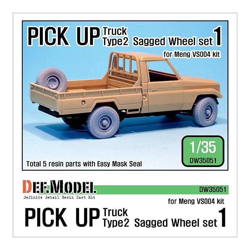 DEF.MODEL,PICK UP truck type 2 Sagged Wheel set 1 (for Meng), DW35051, 1:35