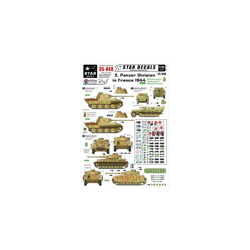 Star Decals 35-848,Decals for 2.Panzer Div. in France 44-PzKpfw IV Ausf H ,1:35
