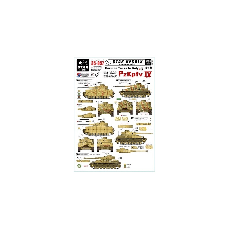 Star Decals 35-857, Decals for German Tanks in Italy  6 - PzKpfw IV Ausf H, SCALE 1/35