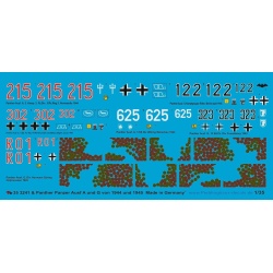 Peddinghaus 1/35, 3241, Decals for 6 Panther tanks Ausf. A und G 1944-1945