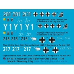 Peddinghaus 1/35, 2973, Decals for Jagdtiger and Tiger I of Otto Carius.