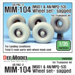 DEF.MODEL,DW3091, US M901 & AN/MPQ-53 Trailer Wheel set - Sagged , 1:35