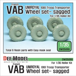 DEF.MODEL, French VAB 6X6 Troop Transporter Sagged Wheel set, DW35069, 1:35