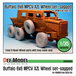 DEF.MODEL, DW35035, Buffalo 6x6 MPCV Mich. XZL Sagged Wheel set for Bronco, 1/35