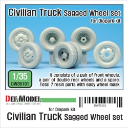 DEF.MODEL, Civilian truck Sagged Wheel set (for Diopark), DW35101, 1:35