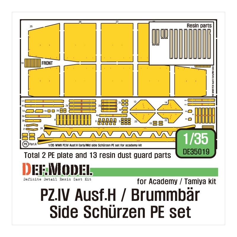 DEF.MODEL, DE35019, German Pz.IV Ausf.H /Brummbar Side Schurzen PE set, 1:35