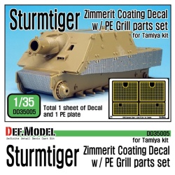 DEF.MODEL, DD35005, Sturmtiger Zimmerit Decal w/ PE grill set , 1:35