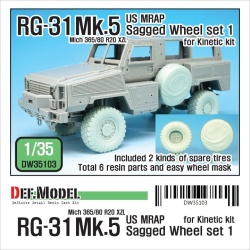 DEF MODEL, RG-31 Mk.5 Sagged Wheel set (for Kinetic), DW35103, 1:35