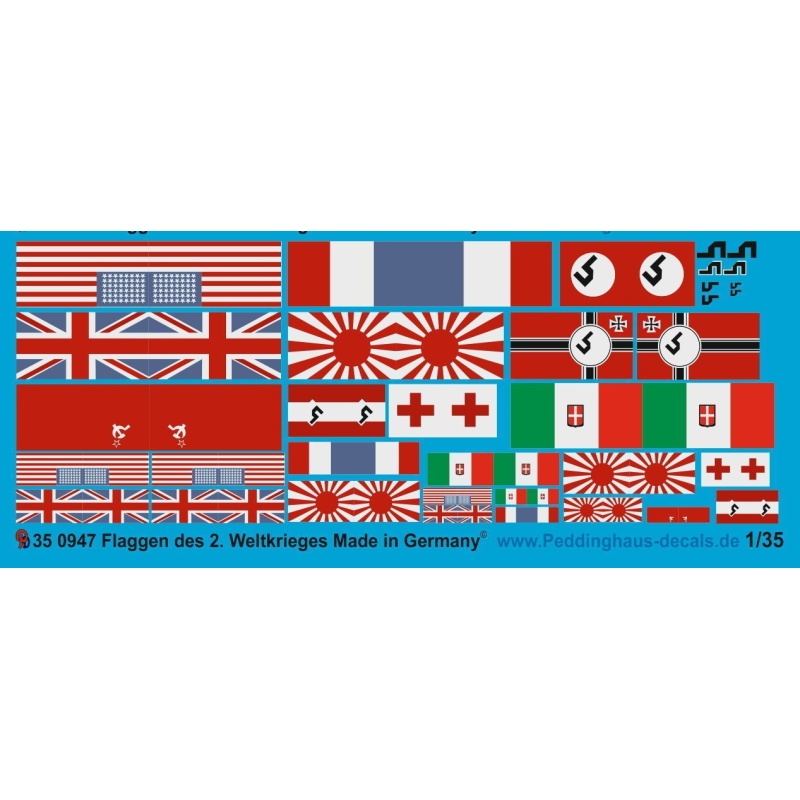 Peddinghaus 1/35, 0947, Decals for Flags of the 2.nd world war.