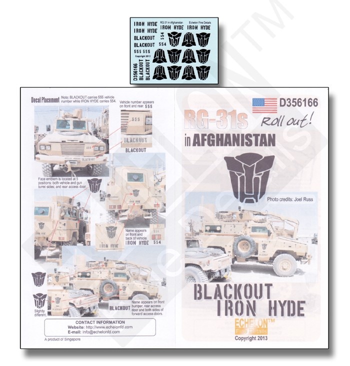 1/35 Decals for RG-31s in Afghanistan ECHELON FD D356166 