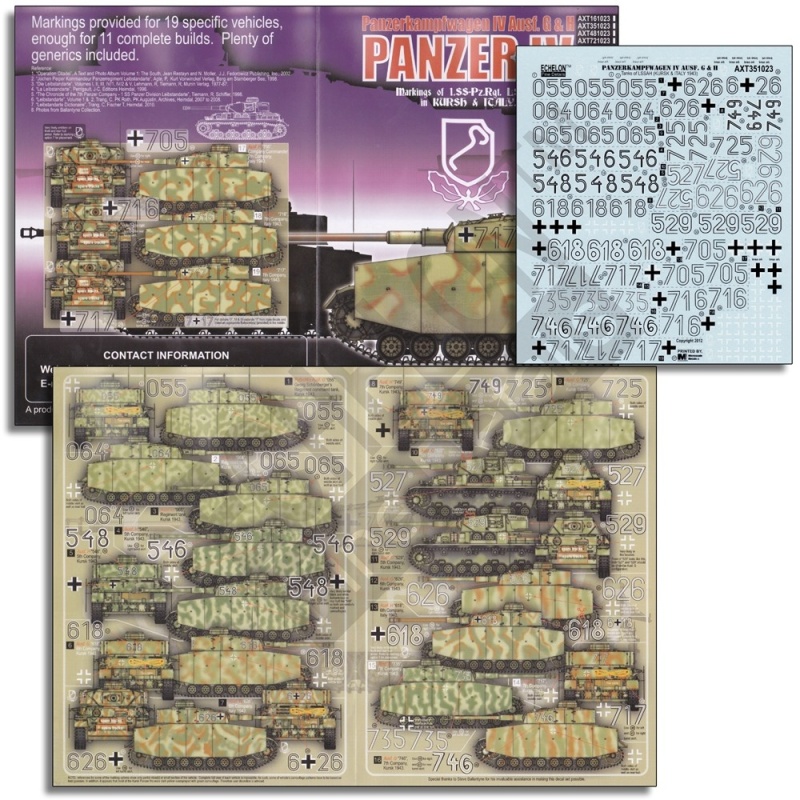ECHELON FD ATX351023,1/35 Decals for LSSAH Panzer IV Ausf Gs & Hs in Kursk & Ita