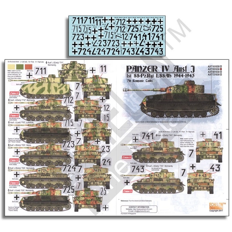 ECHELON FD ATX351030,1/35 Decals for LAH Panzer IV Ausf. Js 1944-1945