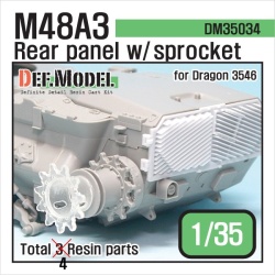 DEF.MODEL, DM35034, M48A3 Rear Panel set w/ sprocket part (for Dragon kit) ,1:35