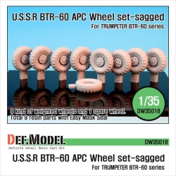 DEF.MODEL,DW35018, BTR-60 APC Sagged Wheel set (for Trumpeter 1/35) , 1:35