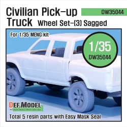 DEF.MODEL,DW35044, Civilan Pick up Truck Sagged Wheel set(3) (for Meng Mo), 1:35