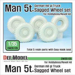 DEF.MODEL,German Man 5t. Mil gl Truck Sagged Wheel set Continental tire,DW35105