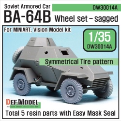DEF.MODEL, WW2 Soviet BA-64B Armored car Wheel set (for Miniart, DW30014A, 1:35