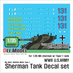 DEF.MODEL, DD35007, WWII US army M4 Tank company decal set , 1:35