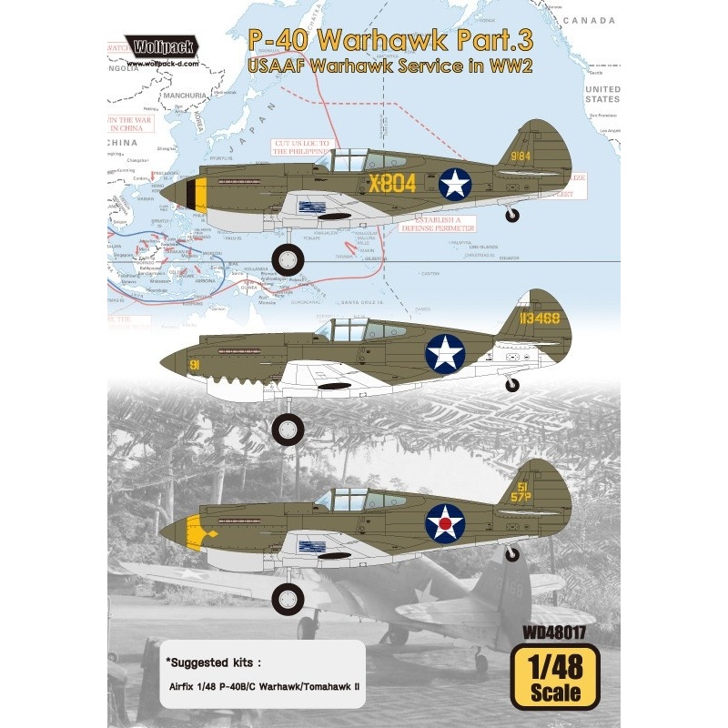 Wolfpack WD48017, P-40 Warhawk Part.3 - USAAF Warhawk (DECALS SET), SCALE 1/48