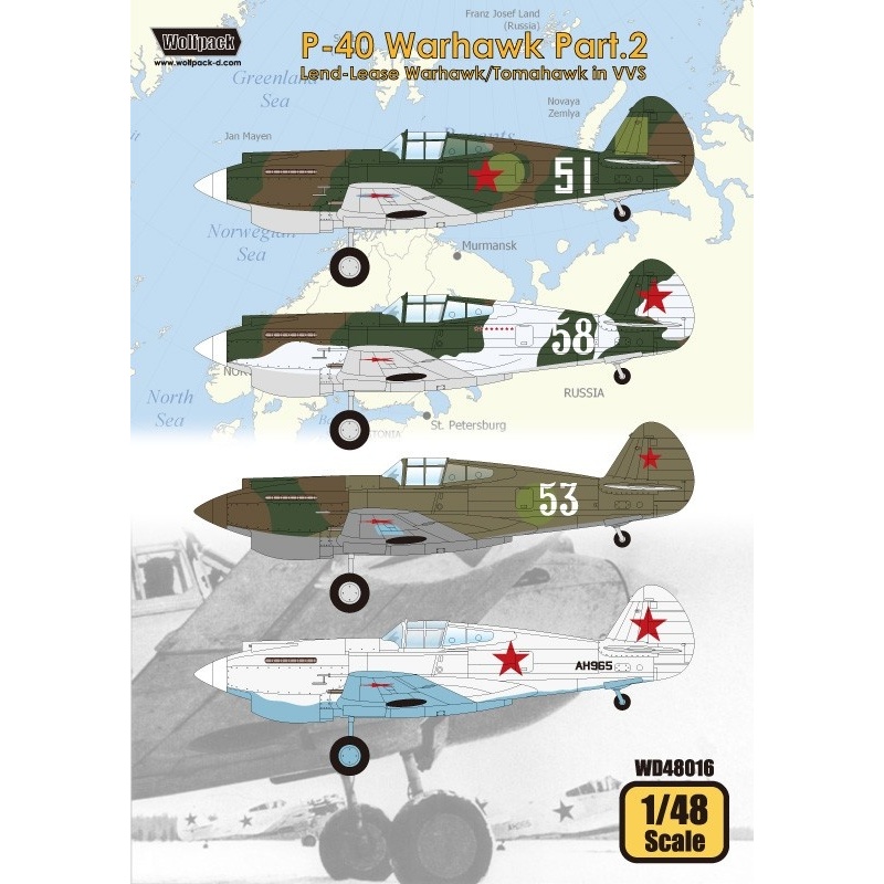 Wolfpack WD48016,P-40 Warhawk Part.2 - Lend-Lease Warha (DECALS SET), SCALE 1/48