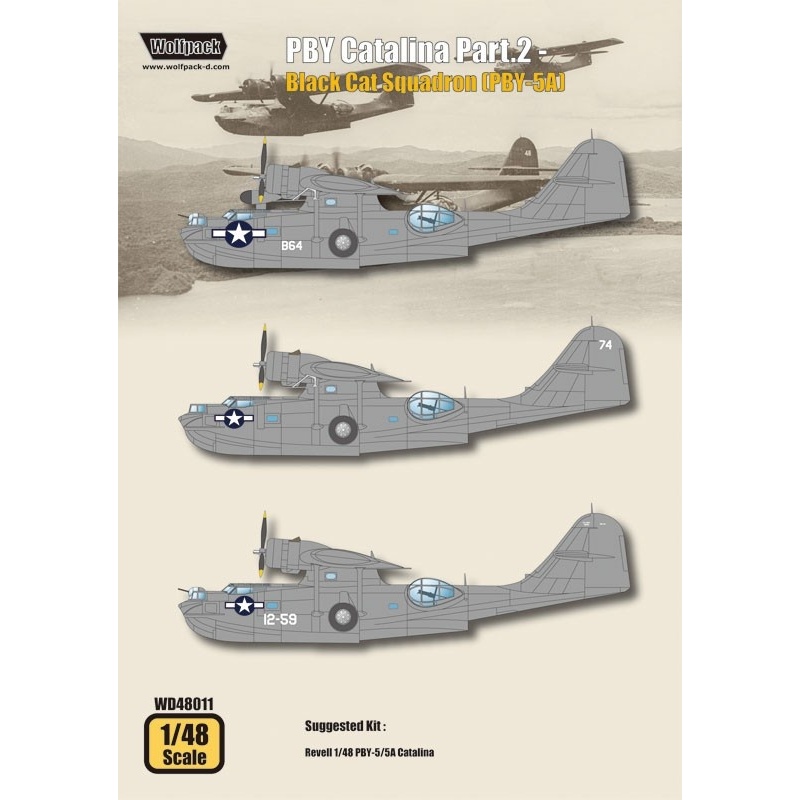 Wolfpack WD48011, PBY Catalina Part.2 - Black Cat Squad (DECALS SET), SCALE 1/48
