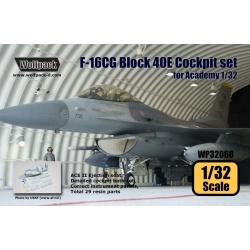 Wolfpack WP32060, F-16CG Block 40E Cockpit set (for Academy 1/32), SCALE 1/32