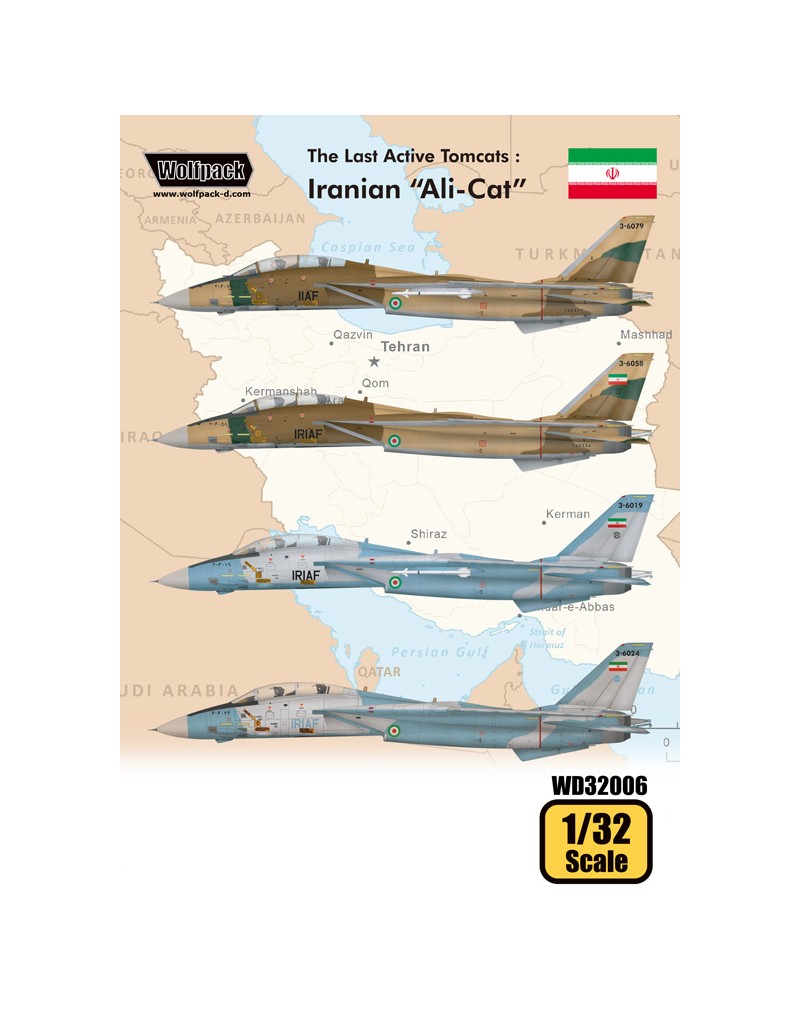 in 1:32 Iranian Alicat WOLFPACK WD32006 Decals for F-14A Tomcat 
