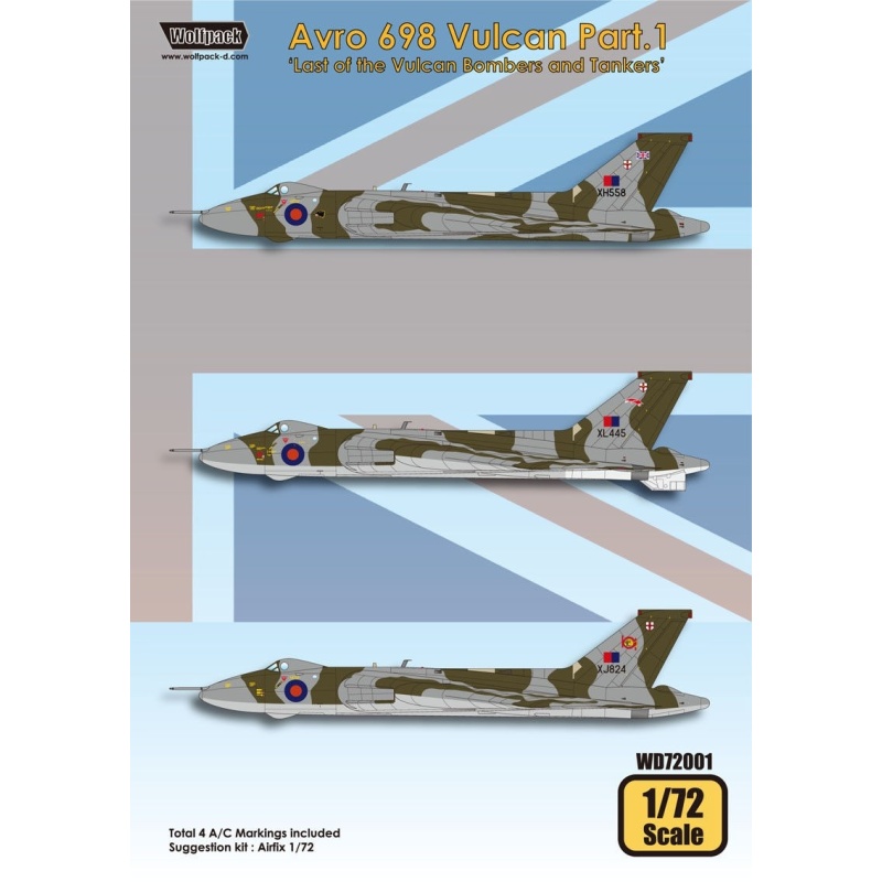 Wolfpack WD72001, Avro 698 Vulcan Part.1 (DECALS SET) ,SCALE 1/72