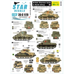 Star Decals, 35-C1170 British Sherman tanks in North Africa 1943 , SCALE 1/35