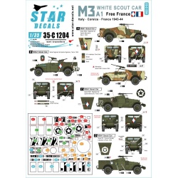 Star Decals, 35-C1204 French M3A1 White Scout Car. Italy, Corsica , SCALE 1/35