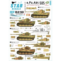 Star Decals, 35-C1143 Tiger I, early and mid production, on the East, SCALE 1/35